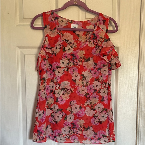 CAbi Tops - Cabi floral chiffon cold shoulder top size small